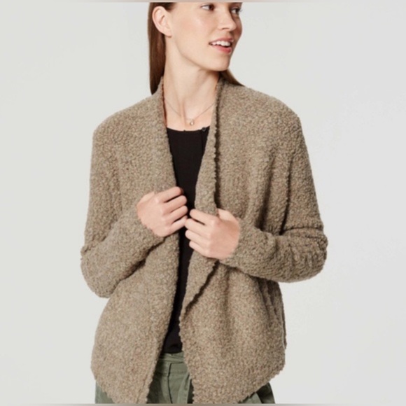 LOFT Italian Yarn Wool Blend Open Cardigan Medium Petite - Picture 2 of 14